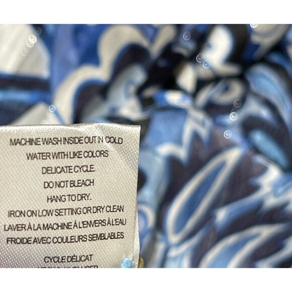 Haven & Blair Sheer Blouse Top Size 1X Blue White Button Front Collar - Picture 10 of 10